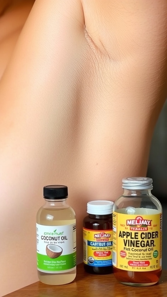 Healthy underarm skin with natural remedies like coconut oil and apple cider vinegar.